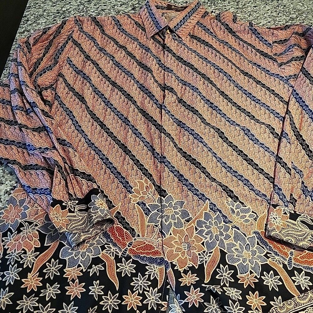 Danar Hadi‎ Solo Shirt Men’s Long Sleeve Geometric & Indian Pattern Size 5L